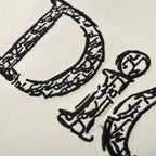 DIOR 3D Sketch-Style Letter Embroidery Short-Sleeve T-Shirt