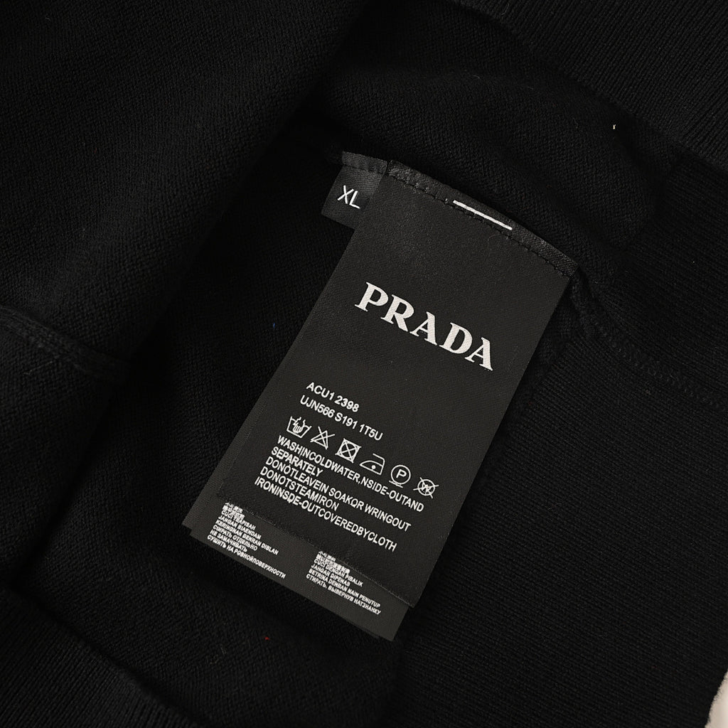 PRADA Embroidered Logo Short-Sleeve Knit Polo Shirt