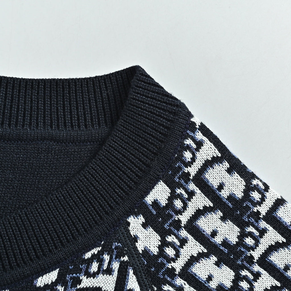 Dior Oblique Jacquard Cashmere Reversible Crewneck Sweater