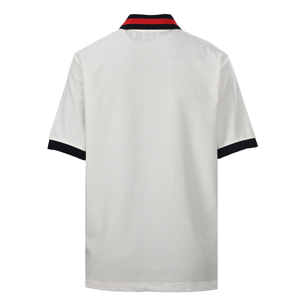 GUCCI Red and Green Web Embroidered Polo Shirt