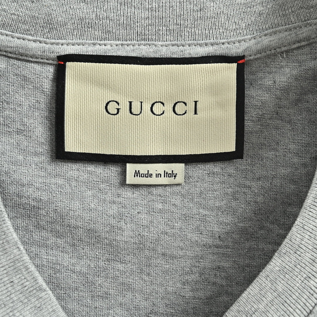 Gucci 2026 Web Stripe Shoulder Tape T-Shirt — Grey Marl | Made in Italy