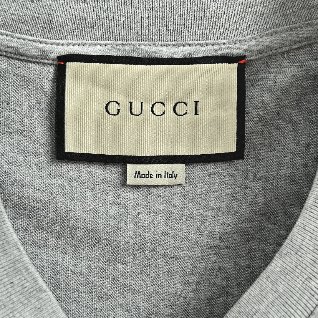 Gucci 2026 Web Stripe Shoulder Tape T-Shirt — Grey Marl | Made in Italy