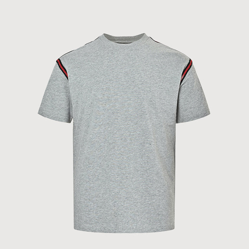 Gucci 2026 Web Stripe Shoulder Tape T-Shirt — Grey Marl | Made in Italy