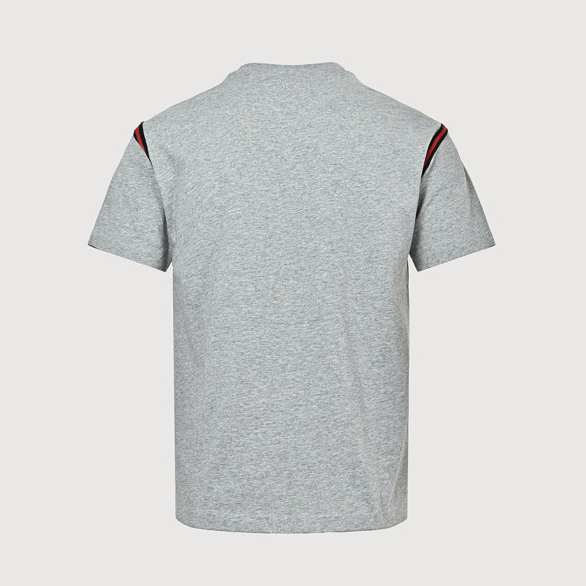 Gucci 2026 Web Stripe Shoulder Tape T-Shirt — Grey Marl | Made in Italy