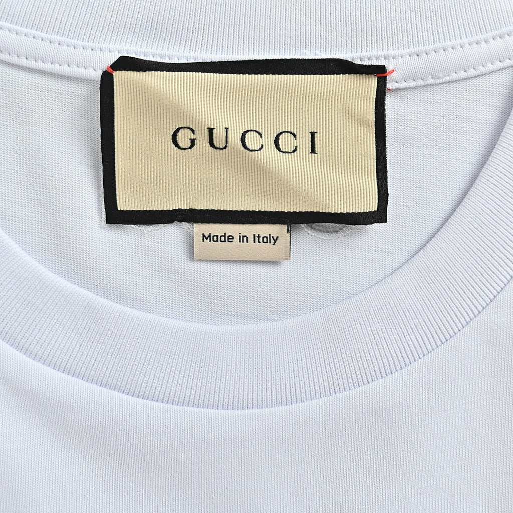 Gucci 2026 Web Stripe Shoulder Tape T-Shirt — White | Made in Italy