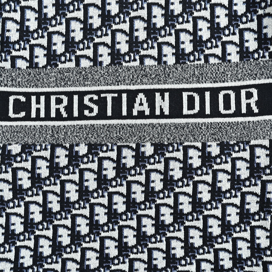 Dior Classic Monogram Reversible Wool-Cashmere Hooded Cardigan