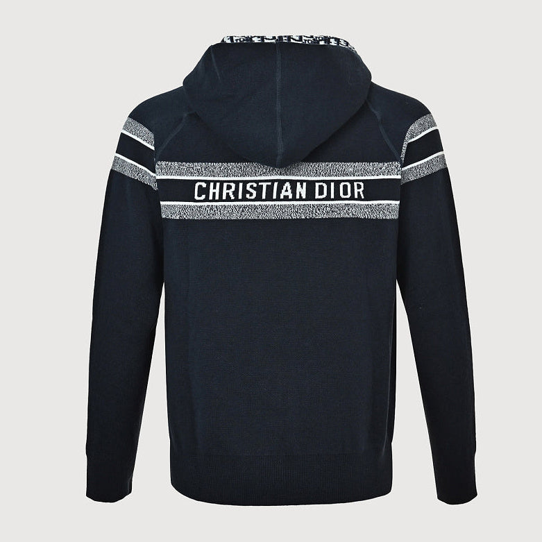 Dior Classic Monogram Reversible Wool-Cashmere Hooded Cardigan