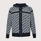 Dior Classic Monogram Reversible Wool-Cashmere Hooded Cardigan