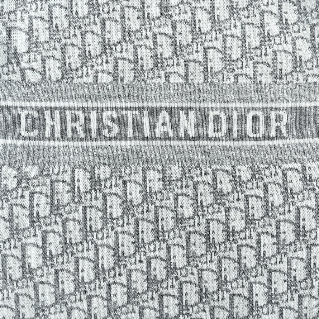 Dior Oblique Reversible Hooded Zip Jacket in Grey Cashmere Knit
