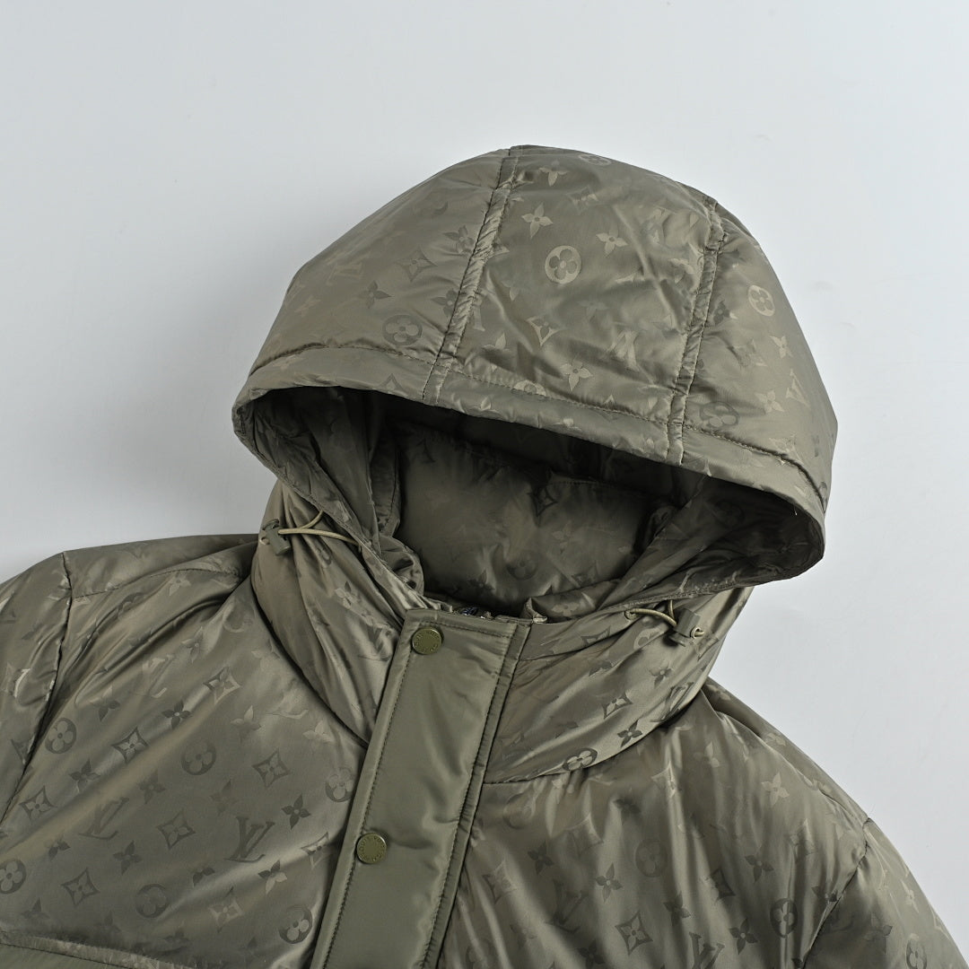 Louis Vuitton Monogram Patchwork Hooded Down Jacket