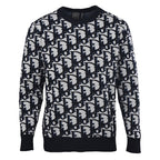 DIOR CD All-Over Logo Jacquard Knit Sweater in Cotton-Wool Blend (Two Colors)