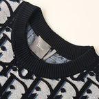 DIOR CD All-Over Logo Jacquard Knit Sweater in Cotton-Wool Blend (Two Colors)
