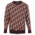 Dior Oblique All-Over Jacquard Knit Crew-Neck Sweater in Bordeaux & Blush