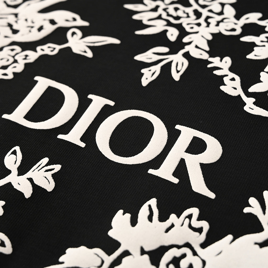 DIOR Floral and Bird Silhouette Print Short-Sleeve T-Shirt