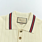 Gucci 2026 Web Stripe Knit Polo — Ivory | Made in Italy