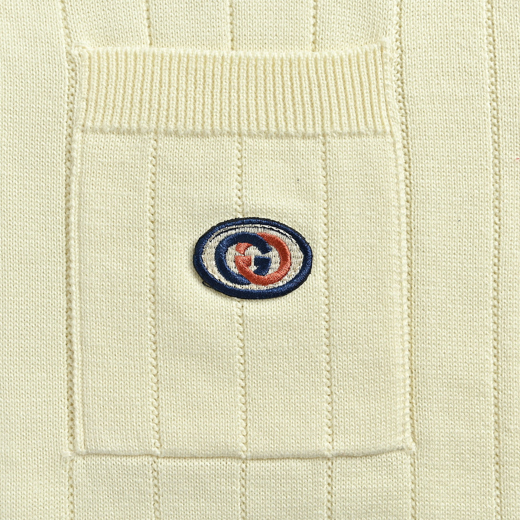 Gucci 2026 Web Stripe Knit Polo — Ivory | Made in Italy