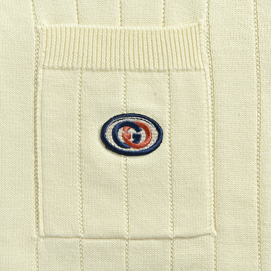 Gucci 2026 Web Stripe Knit Polo — Ivory | Made in Italy