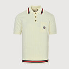 Gucci 2026 Web Stripe Knit Polo — Ivory | Made in Italy