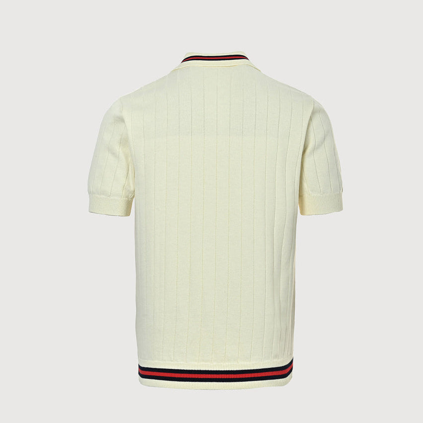 Gucci 2026 Web Stripe Knit Polo — Ivory | Made in Italy