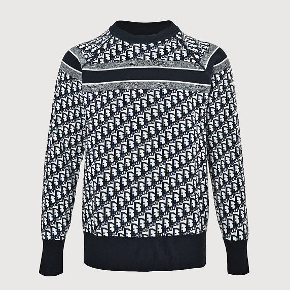 Dior Oblique Jacquard Cashmere Reversible Crewneck Sweater
