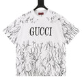 GUCCI 2026 New Arrival: All-Over Digital Print Short-Sleeve T-Shirt featuring Branch-Motif Lettering Logo