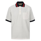 GUCCI Red and Green Web Embroidered Polo Shirt