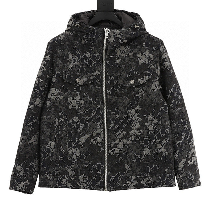 Gucci Splatter-Paint Hooded Down Jacket