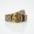 Gucci Reversible Leather Belt with Gold Buckle