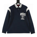 Gucci Letter-Embroidered Long-Sleeve Polo Shirt