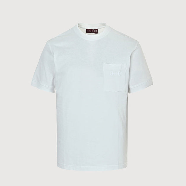 Gucci 2026 Horsebit Pocket T-Shirt — Ice Blue | Made in Italy