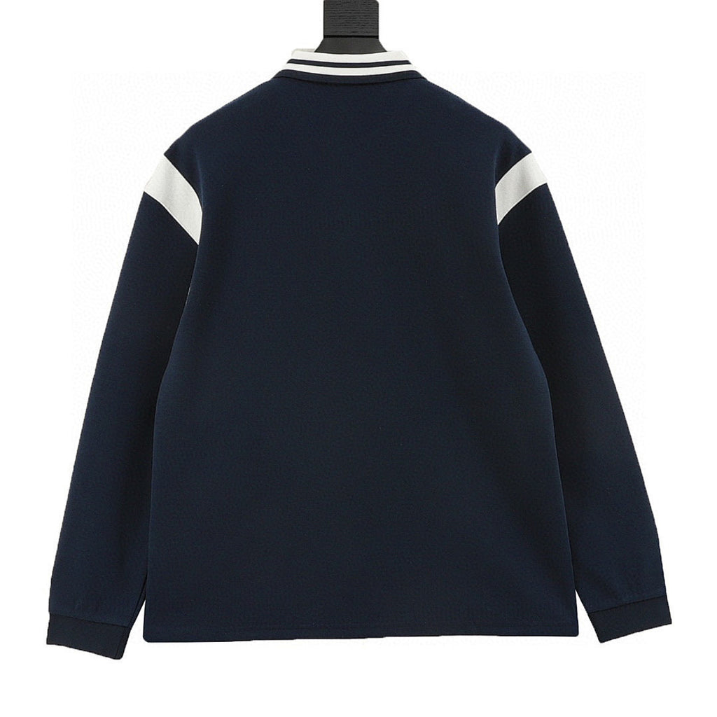 Gucci Letter-Embroidered Long-Sleeve Polo Shirt