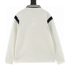 Gucci Letter-Embroidered Long-Sleeve Polo Shirt