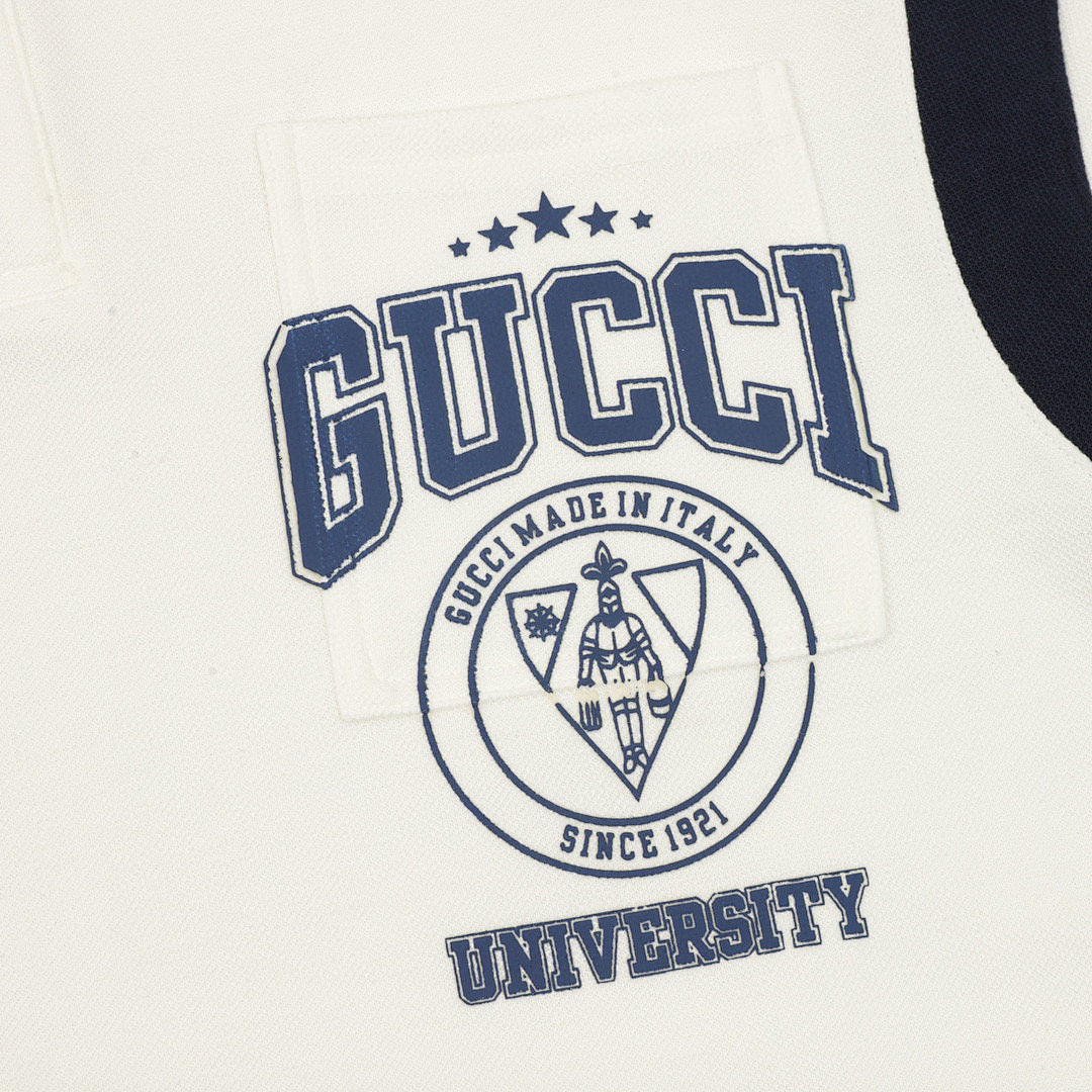 Gucci Letter-Embroidered Long-Sleeve Polo Shirt