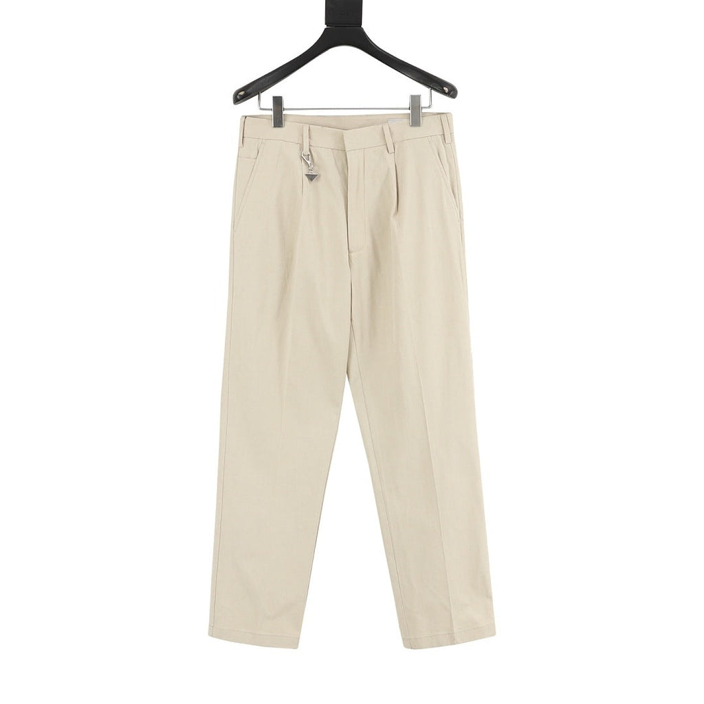 Prada Trousers with Triangle Logo Keychain