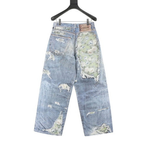Acne Studios 3D Floral Print Denim Trousers