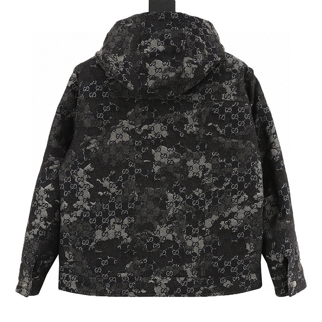 Gucci Splatter-Paint Hooded Down Jacket
