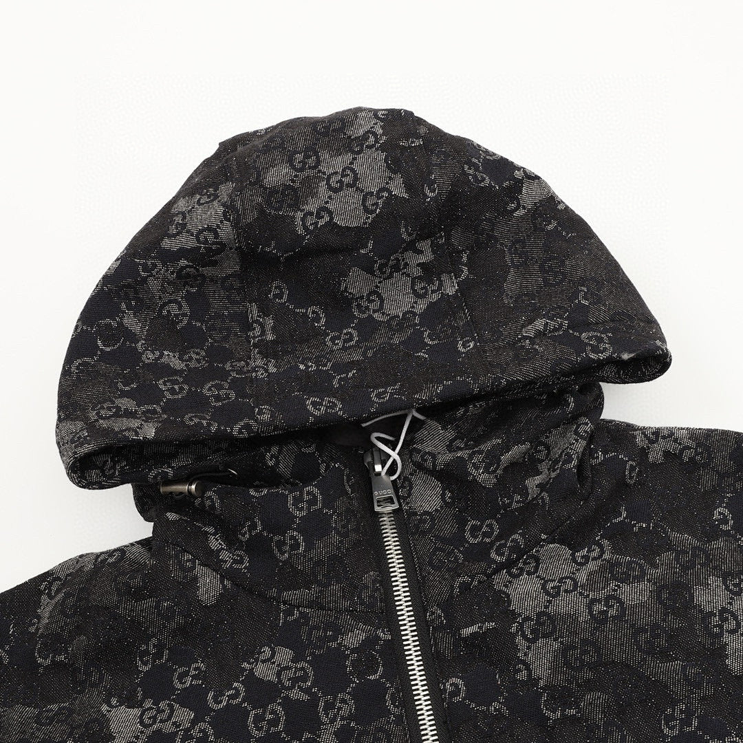 Gucci Splatter-Paint Hooded Down Jacket