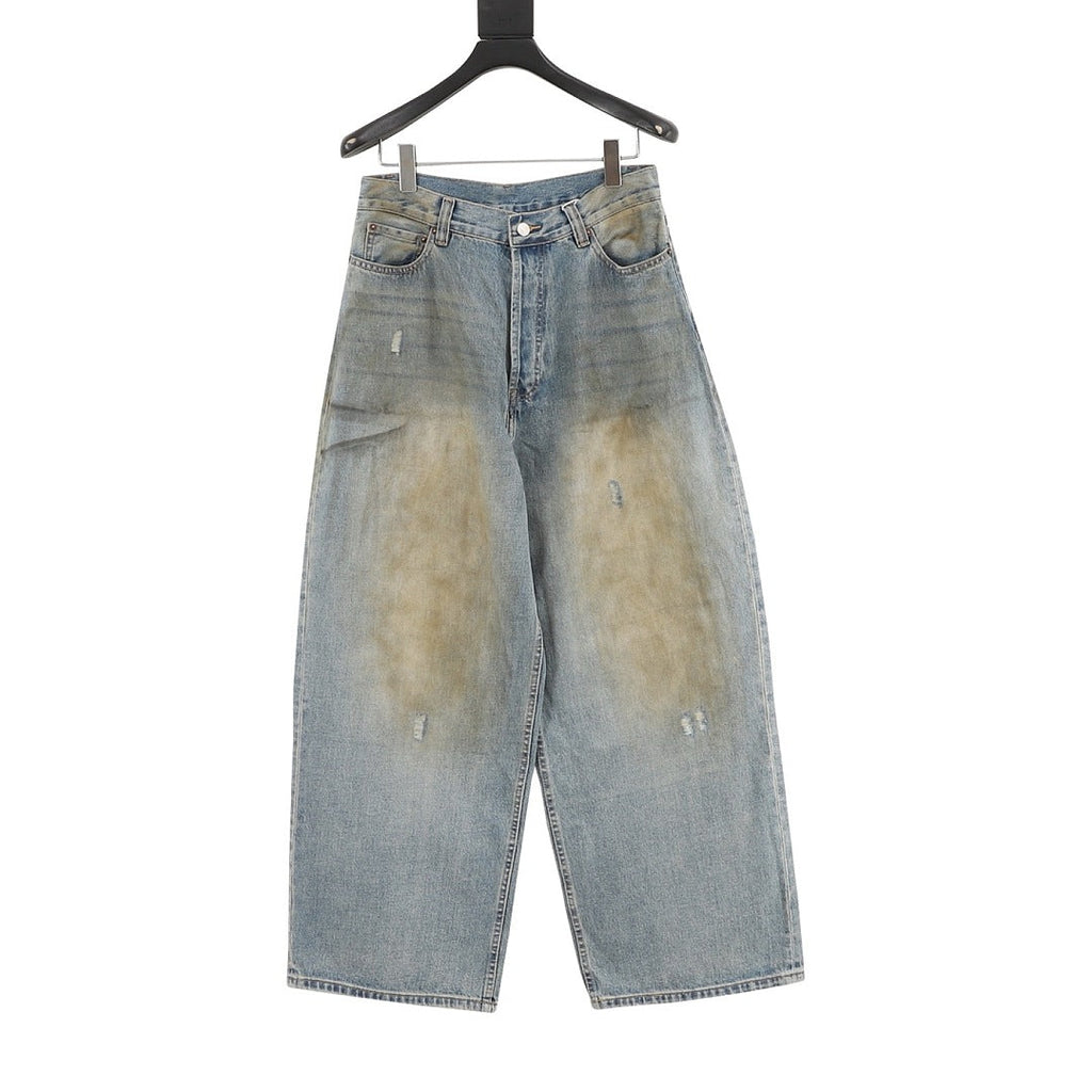Acne Studios Rhinestone-Embellished Mud-Wash Denim Trousers