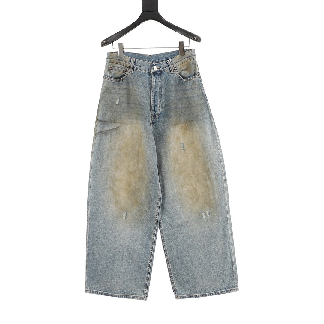 Acne Studios Rhinestone-Embellished Mud-Wash Denim Trousers