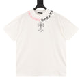 Chrome Hearts Color-block Gothic Script Cross Necklace T-Shirt