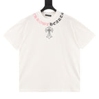 Chrome Hearts Color-block Gothic Script Cross Necklace T-Shirt