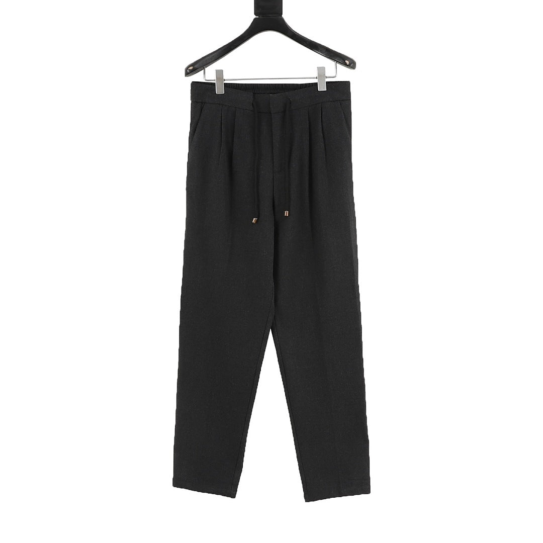 Brunello Cucinelli Drawstring Herringbone Linen Trousers