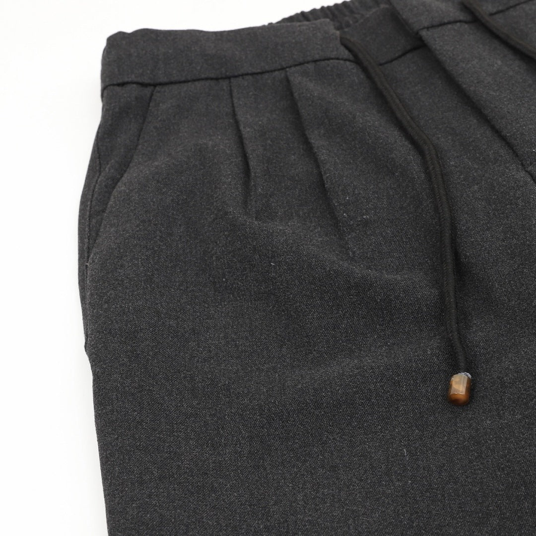 Brunello Cucinelli Drawstring Herringbone Linen Trousers