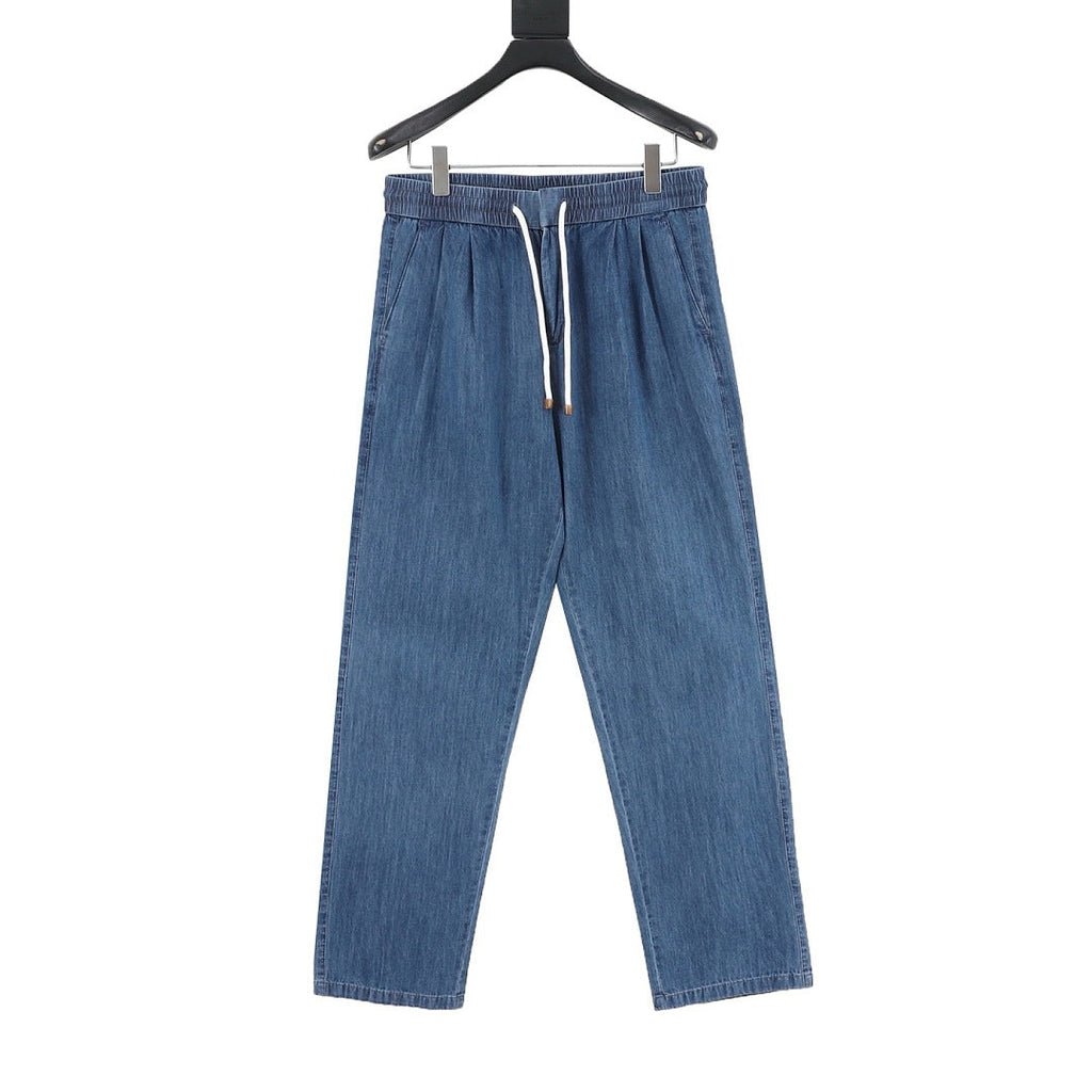 Brunello Cucinelli Drawstring Herringbone Linen Trousers