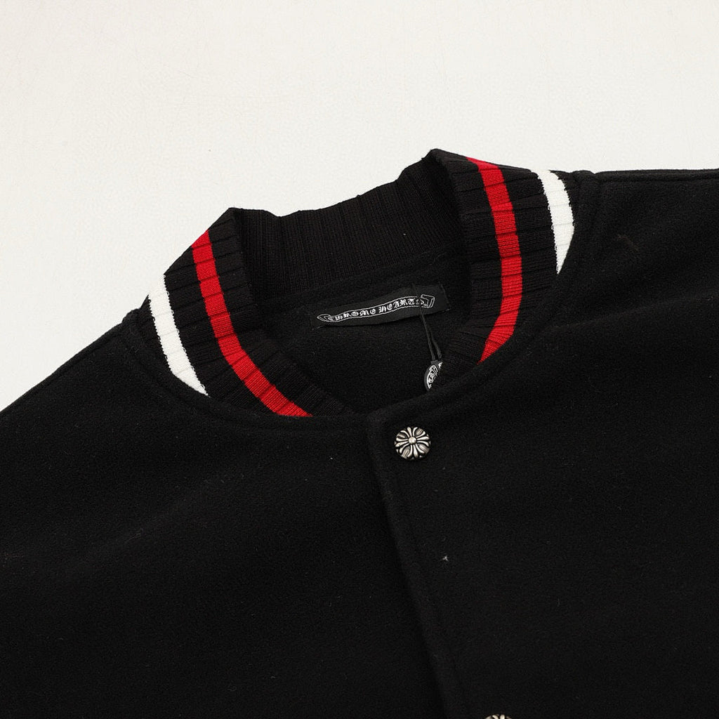 CHROME HEARTS Horseshoe Embroidery Patchwork Baseball Jacket
