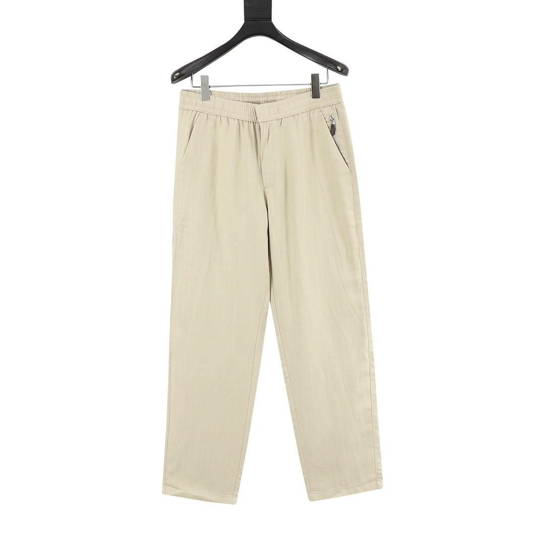 Brunello Cucinelli Drawstring Herringbone Linen Trousers