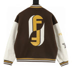 FENDI FF Logo Letter Embroidery Patchwork Baseball Jacket