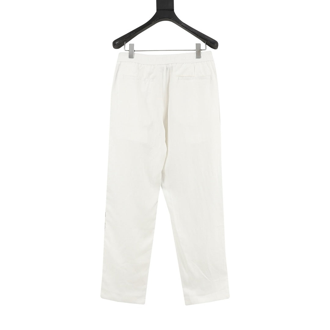 Brunello Cucinelli Drawstring Herringbone Linen Trousers