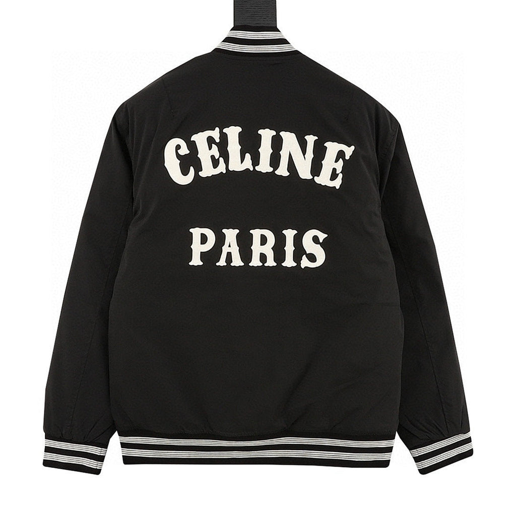 CELINE Letter-Print Padded Baseball Jacket