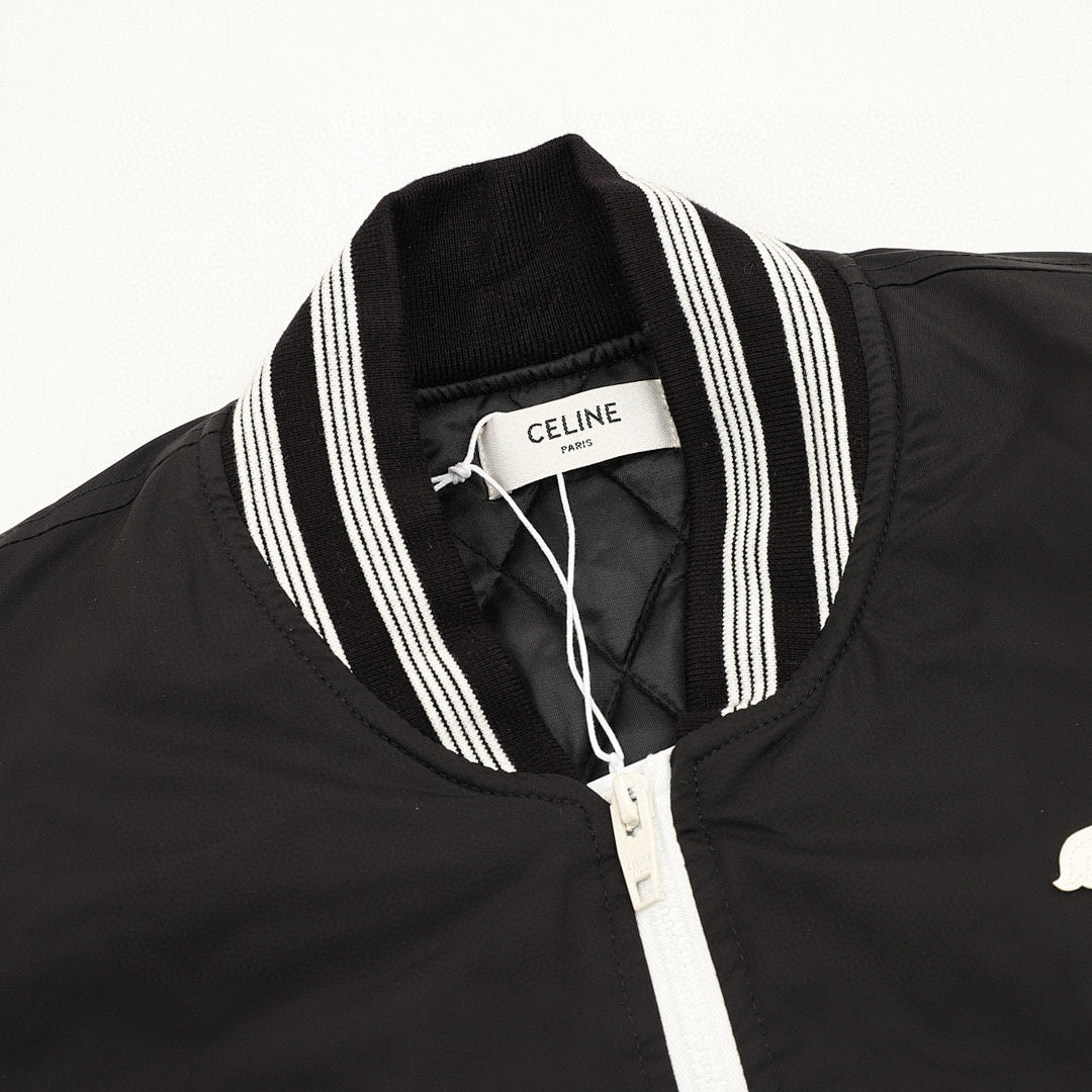 CELINE Letter-Print Padded Baseball Jacket